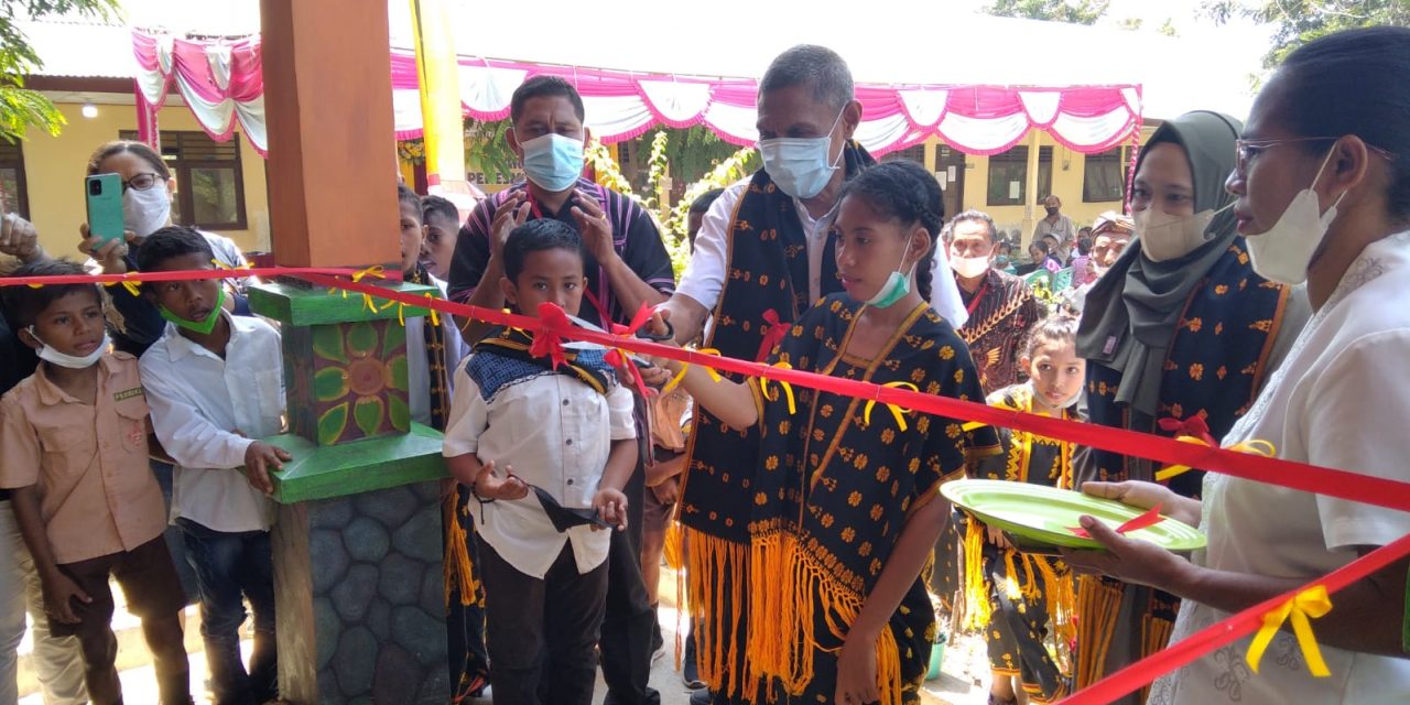 PERESMIAN PERPUSTAKAAN RAMAH ANAK TAMAN BACAAN PELANGI KE-145 DI SDK TOWAKLAING, NAGEKEO, NTT