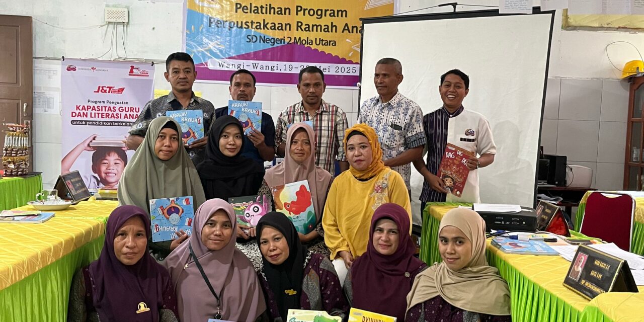 Bergerak Bersama Untuk Peningkatan Literasi Anak: Kolaborasi J&T Express dan Taman Bacaan Pelangi di SDN 2 Mola Utara, Wakatobi